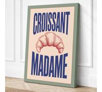 Croissant Madame Vintage Canvas Wall Art Print 36x24 Inch