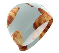 Croissant Pattern Swim Cap for Men Lightweight Cloth Cap for Pool Bathing Swimming Hat One Size