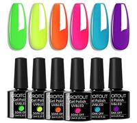 Croitout UV Gel Nail Polish Set - Sock Off, Glow in the Dark Neon Colors for Home DIY Manicure and Nail Salon - 6 x 7.3ml