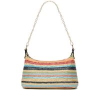 CROJUYI Straw Shoulder Bag for Women Soft Small Woven Shoulder Purse Handbag,Beach Tote Straw Bag for Summer, X Colorful Strips, S, Women's Straw Woven Shoulder Bag Tote Handbag