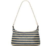 CROJUYI Straw Shoulder Bag for Women Soft Small Woven Shoulder Purse Handbag,Beach Tote Straw Bag for Summer, Z Blue/Beige, S