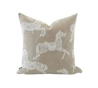 Croker Horse 20x20'' Inches Throw Pillow Cushion Cover - Beige Royal Horse Pattern Chenille Embroidery Jacquard Luxury Modern Fashion Style Couch Sofa Pillow Covers for Bedroom Living Room