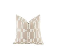 Croker Horse Beige H 18x18'' inches Throw Pillow Cushion Covers | H Letter Chenille Jacquard Embroidery Luxury Modern Style Couch Sofa Bed Pillow Cover for Living Room Bedroom