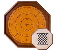 Crokinole & Checkers Tournament - Official Size - Classic Dexterity Board Game for Two Players - Canadian Heritage Family Board Game - Includes 24 Black and White Discs, Rules and Game Board