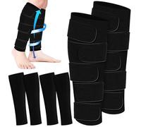 Croknit 3 Pairs Lymphedema Compression Leg Wraps Adjustable Kit Lower Leg Cover up Medical Shin Splint Compression Wrap for Heaviness, Pain, Fatigue, Circulation (Black)