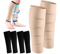 Croknit 3 Pairs Lymphedema Compression Leg Wraps Adjustable Kit Lower Leg Cover up Medical Shin Splint Compression Wrap for Heaviness, Pain, Fatigue, Circulation, Black,flesh Color, M