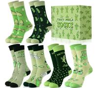 Croloose 6 Pair Christmas Socks Gift Set Women Men Novelty Pickle Duck Animal Vegetable Crew Socks Accessories for Birthday, Pickles, One size