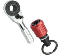 CROM EDC Mini Ratchet Wrench - Hex End Multitool Accessory with Bit Holder, Compatible with 1/4-Inch Handles (Ratchet w/Bit Holder)