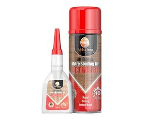 CROMAR AlphaChem All Trades Mitre Bonding Kit | High Viscosity Cyanoacrylate Adhesive and Activator | Rapid - Strong - Fast Bonding Activator Adhesive | 200ml Aerosol & 50g Adhesive