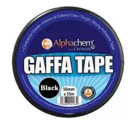 Cromar - Alphachem Gaffa Tape - Black, 50mm X 33M - Heavy Duty Fabric Cloth Tape - Super Sticky Gaffa Tape With High Adhesion