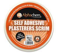 CROMAR - AlphaChem Self Adhesive Plasterers Scrim Tape | 48mm x 90m | Extra High Tack Plaster Adhesive Tape | Heavy Duty Strength Self-Adhesive Tape For Joint Repair - Filling Cracks - Patching Holes