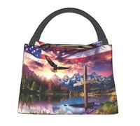 cromcu Bald Eagle Reusable Lunch Box, American Eagle Animal Lunchbox for Men Veterans, Insulated Lunchbag, 11in*6.3in*6.7in, Gifts Makeup Bag, Patriotic Portable Handbag for Picnic Travel Beach Hiking