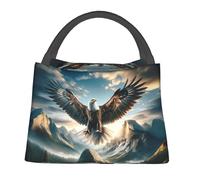 cromcu Bald Eagle Reusable Lunch Box, Majestic Wildlife Lunchbox for Kids Adults, Insulated Lunchbag, 11in*6.3in*6.7in, Gifts Makeup Bag, Portable Handbag for School Picnic Work Travel Beach or Hiking