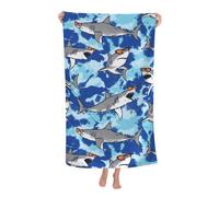 cromcu Camo Cool Shark Beach Towel Big Ocean Microfiber Bath Towel Shark Gifts for Shark Lovers Kids Boys Sand Free Quick Dry Travel Towels for Mens Women Adults Pool Sports 32" X 52"