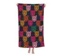 cromcu Cheetah Beach Towel Leopard Print Towel Blanket for Adults Kids Thin Lightweight Microfiber Sand Free Quick Dry Towel 32”X52” Pool Bath Yoga Swim Towel Cheetah Head Retro Gifts