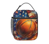 cromcu Insulated Lunch Box for Boys Girls Basketball Lunch Box for Work,Picnic,School,Travel,Hiking,Beach or Fishing Polyester Sport Basketball Theme Lunch Bag