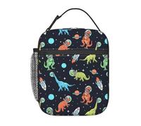 cromcu Insulated Lunch Box for Boys Girls Kids Dinosaur Lunch Box for Work,Picnic,School,Travel,Hiking,Beach or Fishing Polyester Astronaut Space Dinosaur Theme Lunch Bag