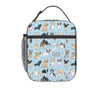 cromcu Insulated Lunch Box for Girls Kids Women Dog Lunch Box for Work,Picnic,School,Travel,Hiking,Beach or Fishing Polyester Pet Animal I Love Dogs And Bones Theme Lunch Bag