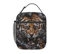cromcu Insulated Lunch Box for Men Women Kids Tiger Lunch Box for Work,Picnic,School,Travel,Hiking,Beach or Fishing Polyester Tiger Theme Lunch Bag