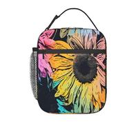 cromcu Insulated Lunch Box for Women Girls Kids Sunflower Lunch Box for Work,Picnic,School,Travel,Hiking,Beach or Fishing Polyester Colorful Sunflower Floral Flower Theme Lunch Bag