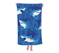 cromcu Shark Beach Towel for Adults Kids Large Microfiber Beach Towels Oversized Sand Free Beach Towel for Bath Travel Outdoor Pool Sport Hotel Gym and Spa Blue 52x32 inch