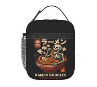 cromcu Spicy Ramen Skeleton Lunch Box for Adults Teens, Japanese Skull Noodles Reusable Thermal Insulation Cooler Tote Bags, Funny Food Lover Insulated Bag for School Picnic Camping Travel, Gifts