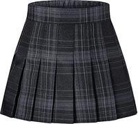 Cromoncent Girls Womens Pleated Mini Skirt Short High Waist School Uniform, 2Years - 4XL, Dream Grey, 6-7 Years