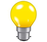 Crompton Lamps 15W Golfball BC-B22d Dimmable Colourglazed IP65 Yellow 65lm BC Bayonet B22 Incandescent Round Coloured Outdoor External Festoon Light Bulb