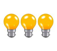 Crompton Lamps 15W Golfball B22 Dimmable Colourglazed Ip65 Amber (3 Pack)