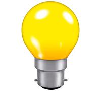 Crompton Lamps 15W Golfball BC-B22d Dimmable Colourglazed IP65 Yellow 65lm BC Bayonet B22 Incandescent Round Coloured Outdoor External Festoon Light Bulb