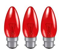 Crompton Lamps 40W Candle B22 Dimmable Fireglow Red (3 Pack)