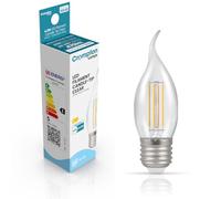 Crompton Lamps Bent-Tip Candle LED Light Bulb ES-E27 | 4.2W = 40W Incandescent | Warm White 2700K | Flame Tip | Edison Screw Lightbulb | Long Life 15,000-Hrs | Clear Glass