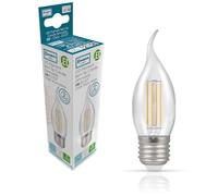 Crompton Lamps LED Bent Tip Candle 5W ES-E27 Dimmable Filament (40W Equivalent) 2700K Warm White Clear 470lm ES Screw E27 Flare-Tip Light Bulb