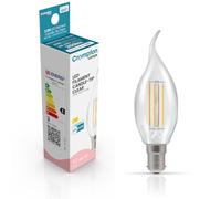 Crompton Lamps Bent-Tip Candle LED Light Bulb SBC-B15d | 2.2W = 25W Equivalent | Warm White 2700K | Flame Tip | Small Bayonet Lightbulb | Long Life 15,000-Hrs | Clear Glass | 3-Pack