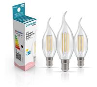 Crompton Lamps Bent-Tip Candle Led Light Bulb Sbc-B15D, 4.2W, 40W Eqv, Warm White 2700K, Flame Tip, 15,000-Hrs, 3-Pack