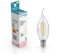 Crompton Lamps Bent-Tip Candle LED Light Bulb SBC-B15d | 4.2W = 40W Incandescent | Warm White 2700K | Flame Tip | Small Bayonet Lightbulb | Long Life 10,000-Hrs | Clear Glass | Dimmable