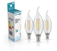 Crompton Lamps Bent-Tip Candle Led Light Bulb Ses-E14, 2.2W, 25W Eqv, Warm White 2700K, Flame Tip, 15,000-Hrs, 3-Pack