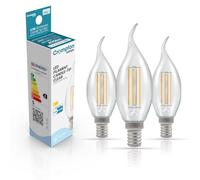 Crompton Lamps Bent-Tip Candle LED Light Bulb SES-E14 | 4.2W = 40W Incandescent | Warm White 2700K | Flame Tip | Small Screw Lightbulb | Long Life 10,000-Hrs | Clear Glass | Dimmable | 3-Pack