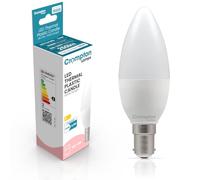 Crompton Lamps Candle LED B15 Bulb | 2.2W = 25W Equivalent | Daylight 6500K | Energy Efficient | Small Bayonet Lightbulb | Long Life 15,000-Hrs | Bulbs for Lamps