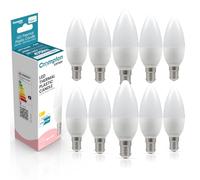 Crompton Lamps Candle LED B15 Bulb | 4.2W = 40W Equivalent | Warm White 2700K | Energy Efficient | Small Bayonet Lightbulb | Long Life 25,000-Hrs | Bulbs for Lamps | 10-Pack