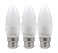 Crompton Lamps Candle Led B22 Bulb, 2.2W, 25W Equivalent, Warm White 2700K, 15,000-Hrs, 3-Pack