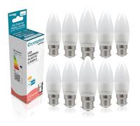 Crompton Lamps Candle LED B22 Bulb | 4.2W = 40W Equivalent | Warm White 2700K | Energy Efficient | Bayonet Lightbulb | Long Life 25,000-Hrs | Bulbs for Lamps | 10-Pack