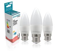 Crompton Lamps Candle LED Light Bulb BC-B22d | 4.2W = 40W Equivalent | Warm White 2700K | Energy Efficient | Bayonet Lightbulb | Long Life 15,000-Hrs | Dimmable | 3-Pack