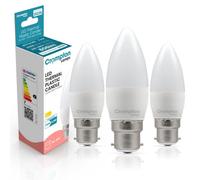 Crompton Lamps Candle Led B22 Bulb, 6.5W, 60W Equivalent, Warm White 2700K, 15,000-Hrs, Dimmable, 3-Pack