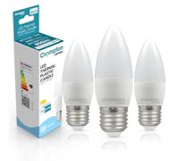 Crompton Lamps Candle LED E27 Bulb | 6.5W = 60W Equivalent | Daylight 6500K | Energy Efficient | Edison Screw Lightbulb | Long Life 15,000-Hrs | Bulbs for Lamps | 3-Pack