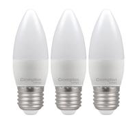 Crompton Lamps Candle Led E27 Bulb, 6.5W, 60W Equivalent, Daylight 6500K, Long Life 15,000-Hrs, 3-Pack