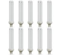 Crompton Lamps CFL (10 Pack) PLC 26W G24d-3 Double Turn D-Type 4000K Cool White Frosted 1716lm 2-Pin Energy Saving Push Fit Compact Fluorescent TC-D Compact-D Opal Multipack Light Bulbs