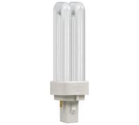 Crompton Lamps CFL PLC 10W G24d-1 Double Turn D-Type 3500K White Frosted 600lm 2-Pin Energy Saving Push Fit Compact Fluorescent TC-D Compact-D CLD Opal Light Bulb