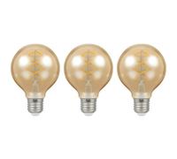 Crompton Lamps Crompton Led G80 Globe 4.9W E27 Dimmable Spiral Filament Extra Warm White Antique Bronze (25W Eqv) (3 Pack)