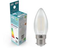 Crompton Lamps Filament Candle LED Light Bulb BC-B22d | 2.5W = 25W Equivalent | Cool White 4000K | Energy Efficient | Bayonet Lightbulb | Long Life 15000-Hrs | Pearl Glass | Dimmable